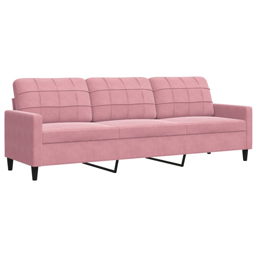 Ensemble de canapé 3 pièces avec coussins en velours rose
