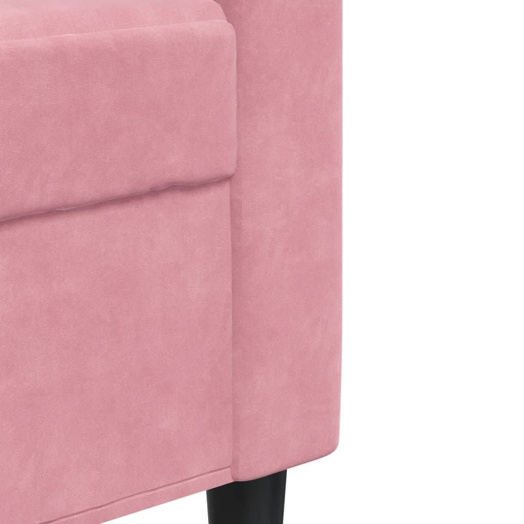 Ensemble de canapé 3 pièces avec coussins en velours rose