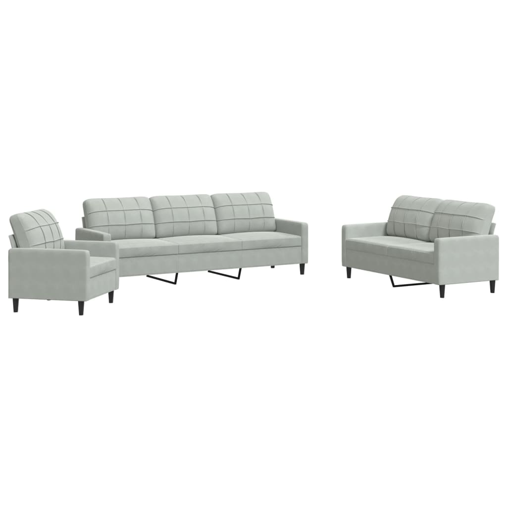 4-piece sofa set with cushions light grey velvet
