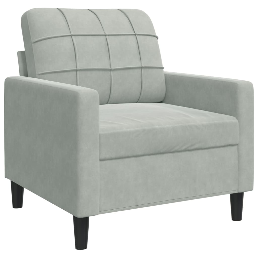 4-piece sofa set with cushions light grey velvet