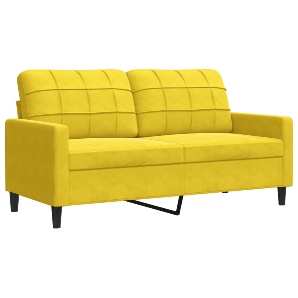 Ensemble de canapé 3 pièces avec coussins et protège-nuque en velours jaune