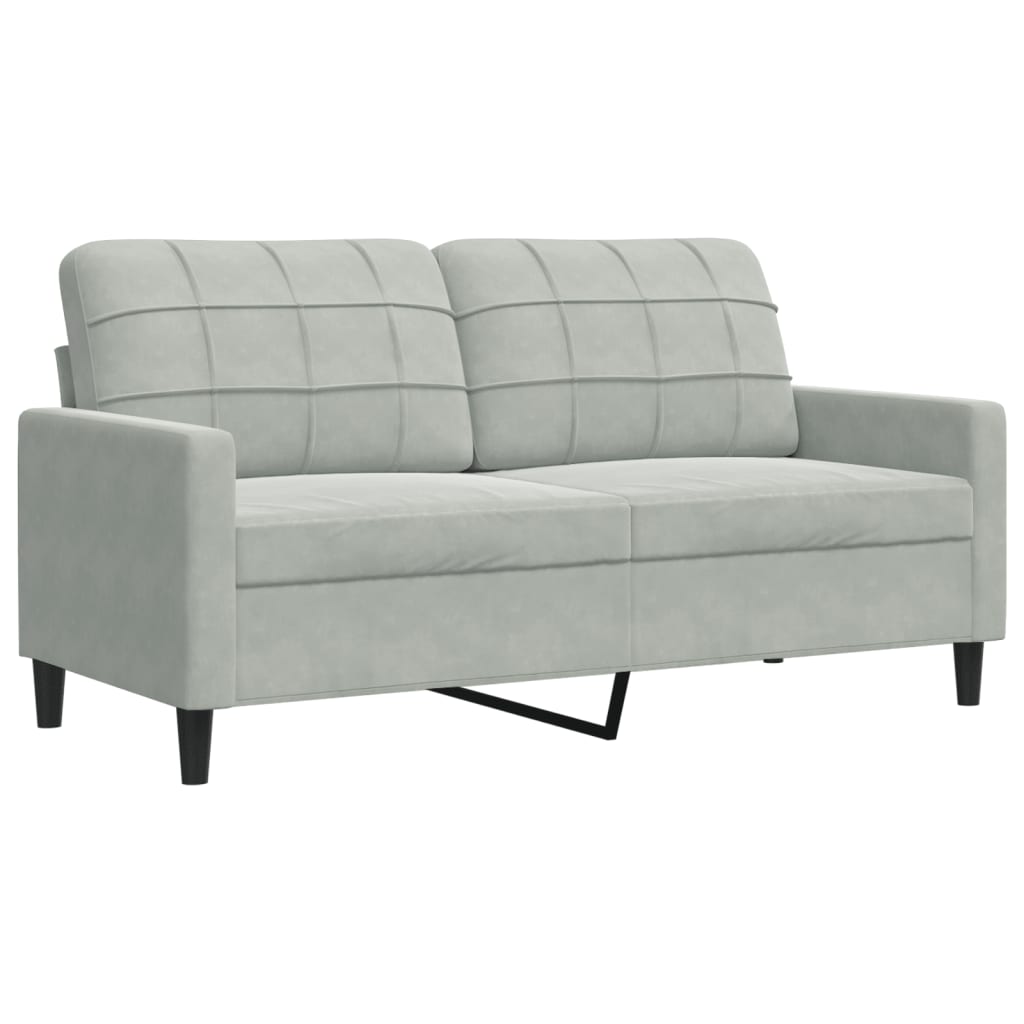 4-piece sofa set with cushions and neck rolls in light grey velvet