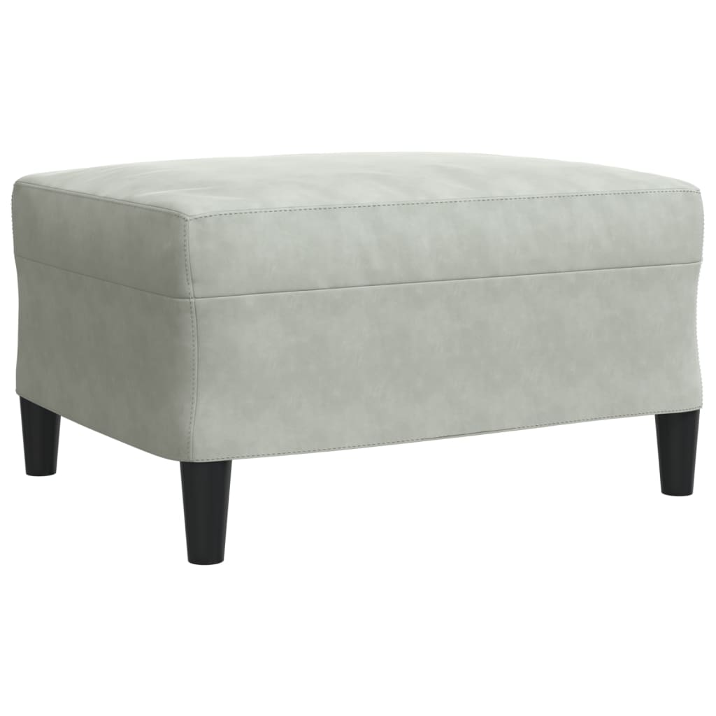 4-piece sofa set with cushions and neck rolls in light grey velvet