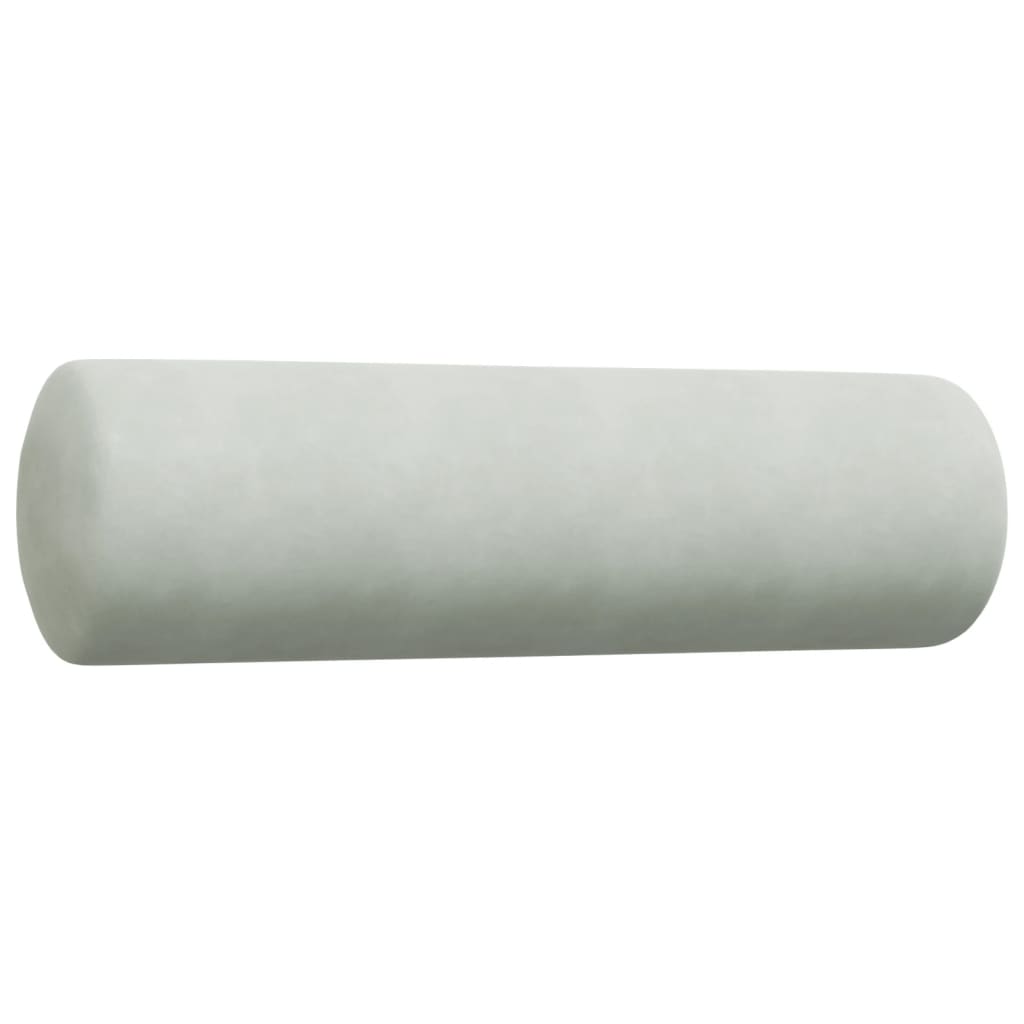 4-piece sofa set with cushions and neck rolls in light grey velvet