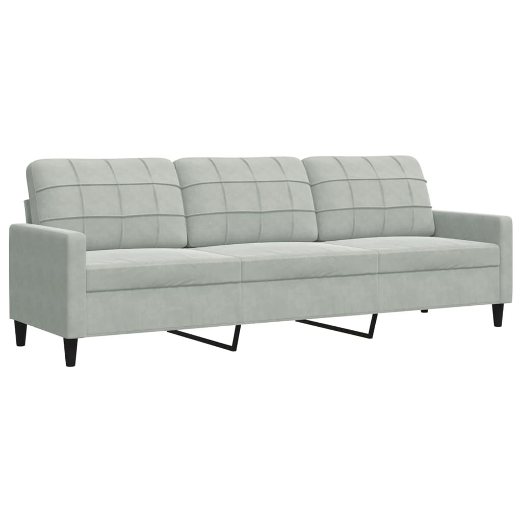 3-piece sofa set with cushions light grey velvet