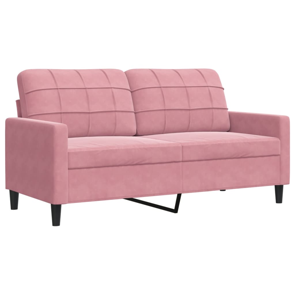 Ensemble de canapé 2 pièces avec coussins et traversins en velours rose