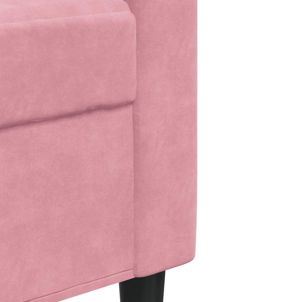 Ensemble de canapé 2 pièces avec coussins et traversins en velours rose