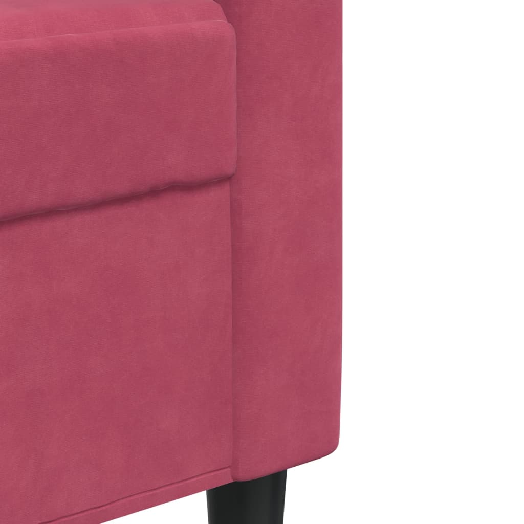 Ensemble de canapé 2 pièces avec coussins et appuie-tête en velours rouge vin