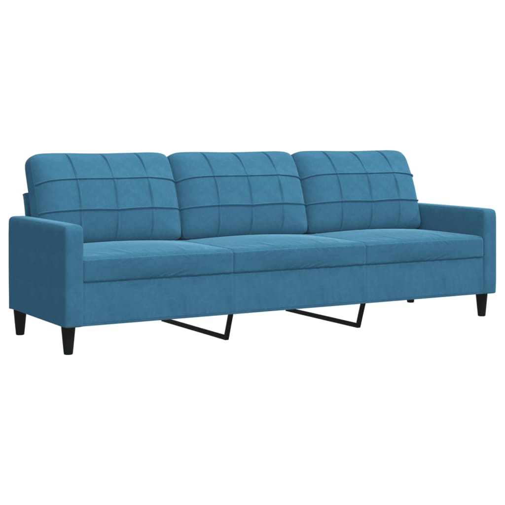 Ensemble de canapé 2 pièces avec coussins et appuie-tête en velours bleu