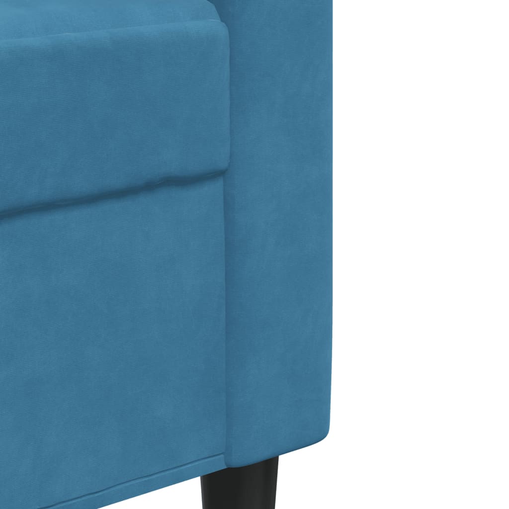 Ensemble de canapé 2 pièces avec coussins et appuie-tête en velours bleu