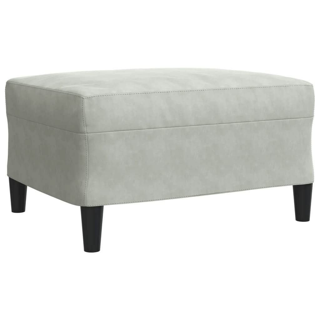 3-piece sofa set with cushions and neck rolls in light grey velvet