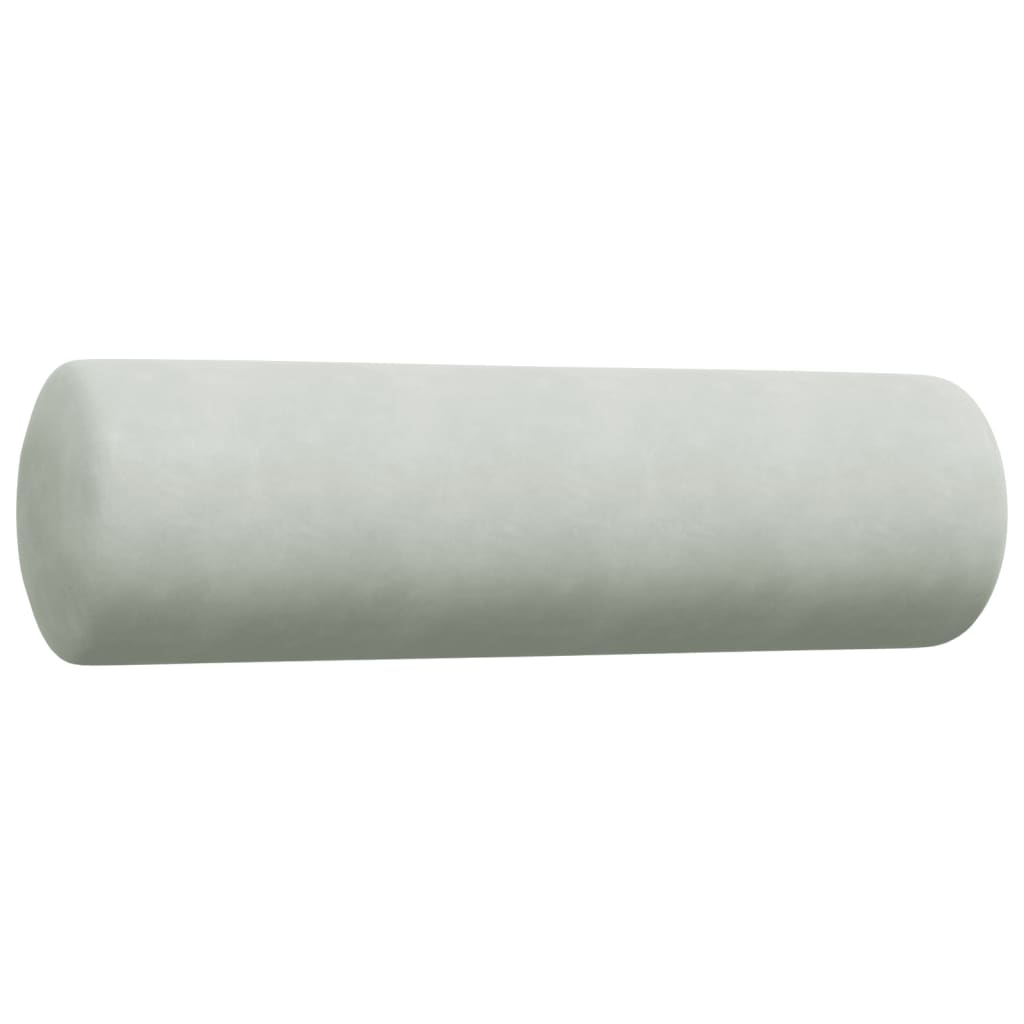 3-piece sofa set with cushions and neck rolls in light grey velvet