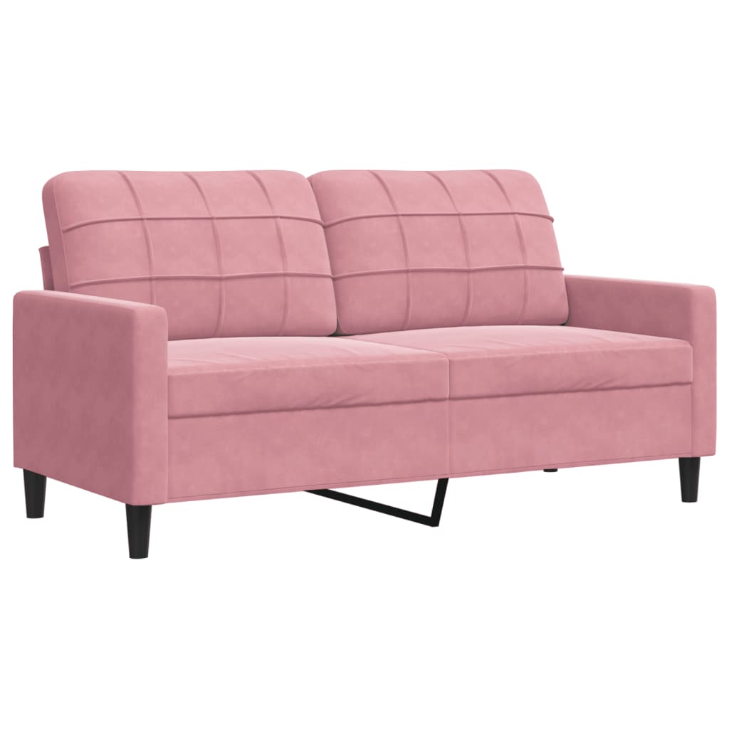 Ensemble de canapé 3 pièces avec coussins et traversins en velours rose