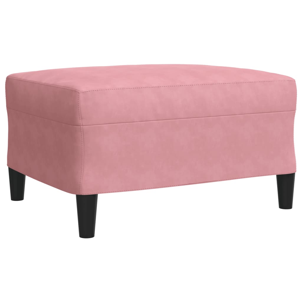 Ensemble de canapé 3 pièces avec coussins et traversins en velours rose