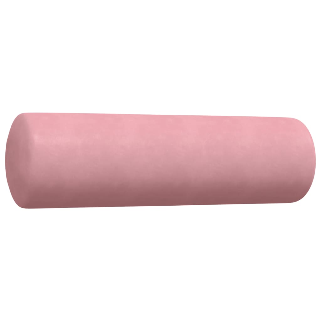 Ensemble de canapé 3 pièces avec coussins et traversins en velours rose