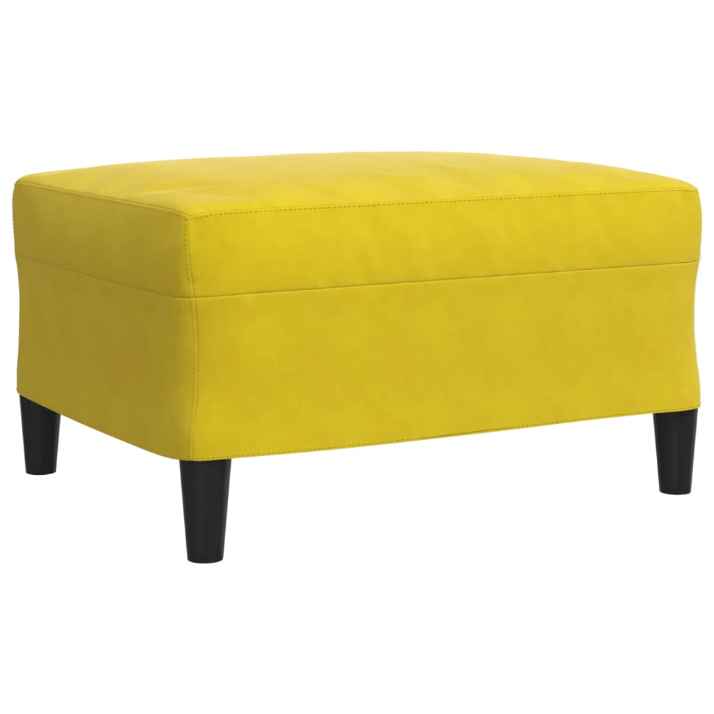 Ensemble de canapé 3 pièces avec coussins et protège-nuque en velours jaune