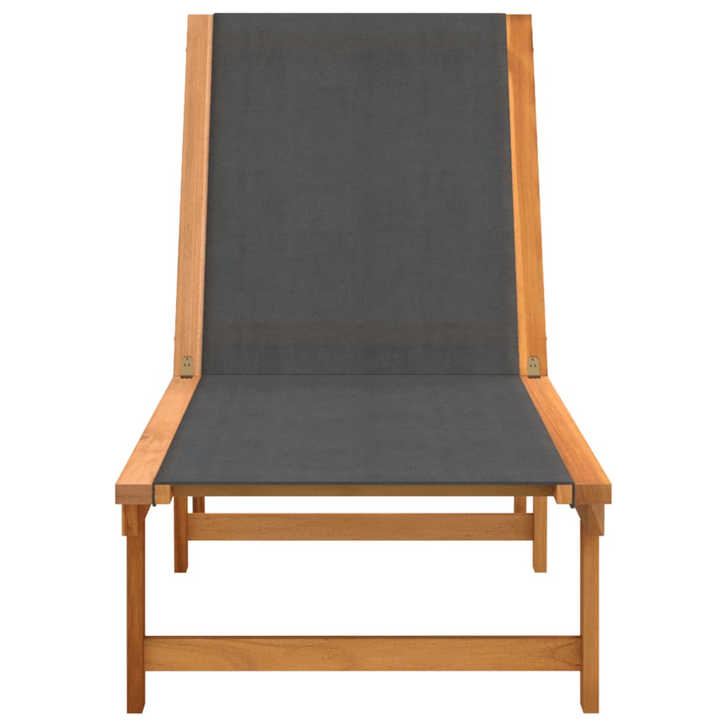 Chaises longues, lot de 2, en bois d'acacia massif noir et textilène
