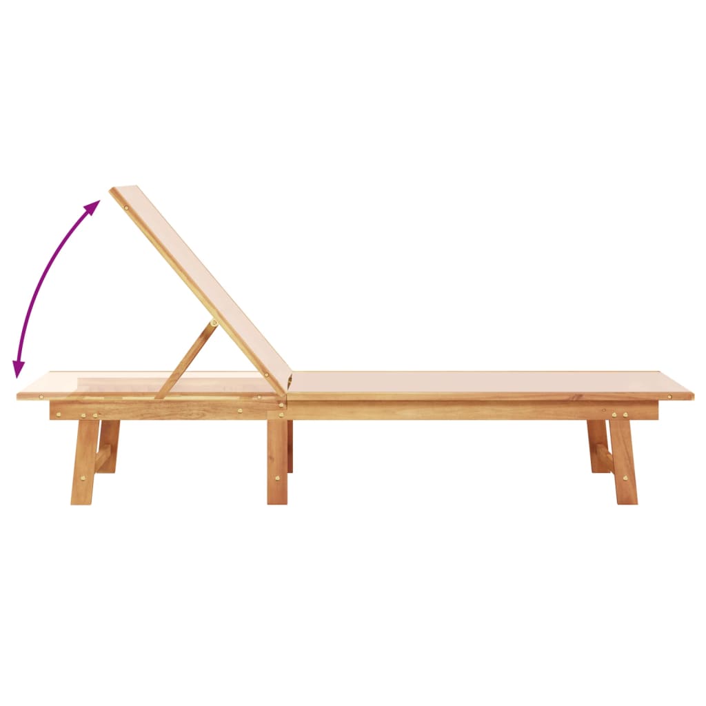 Sun loungers 2 pcs. Cream solid acacia wood and textilene