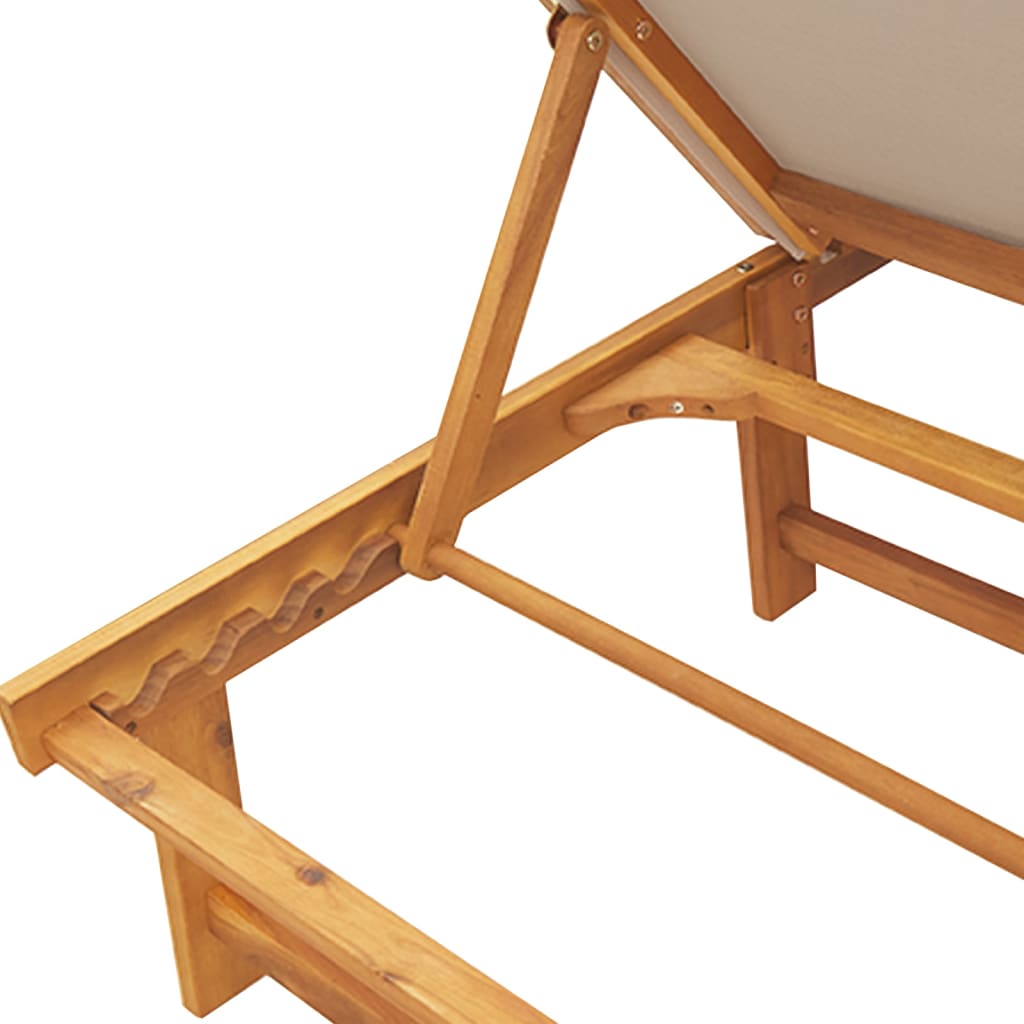 Chaises longues, lot de 2. Bois d'acacia massif taupe et textilène