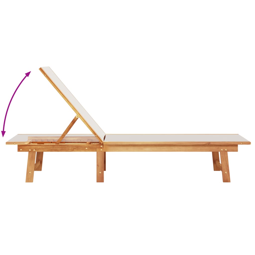 Chaises longues 2 pièces avec table en bois massif d'acacia gris textilène