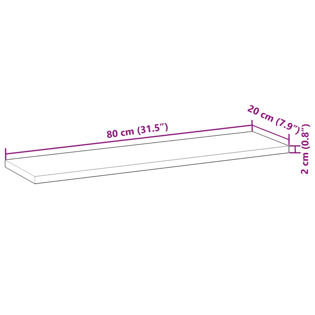 Schweberegale 4 Stk. 80x20x2 cm Massivholz Akazie Unbehandelt