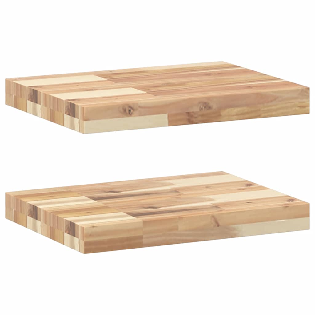 Floating shelves 2 pcs. 40x30x4 cm solid acacia wood untreated