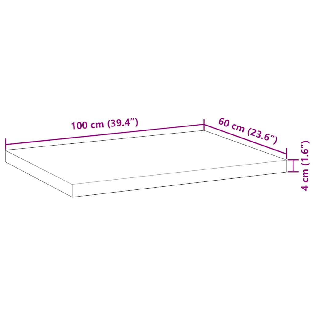 Schreibtischplatte Unbehandelt 100x60x4 cm Massivholz Akazie