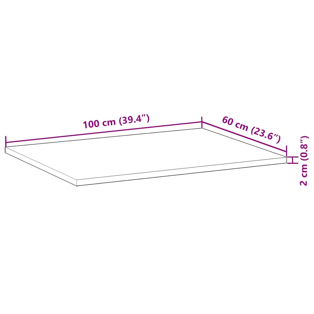 Schreibtischplatte Ölbeschichtung 100x60x2 cm Massivholz Akazie