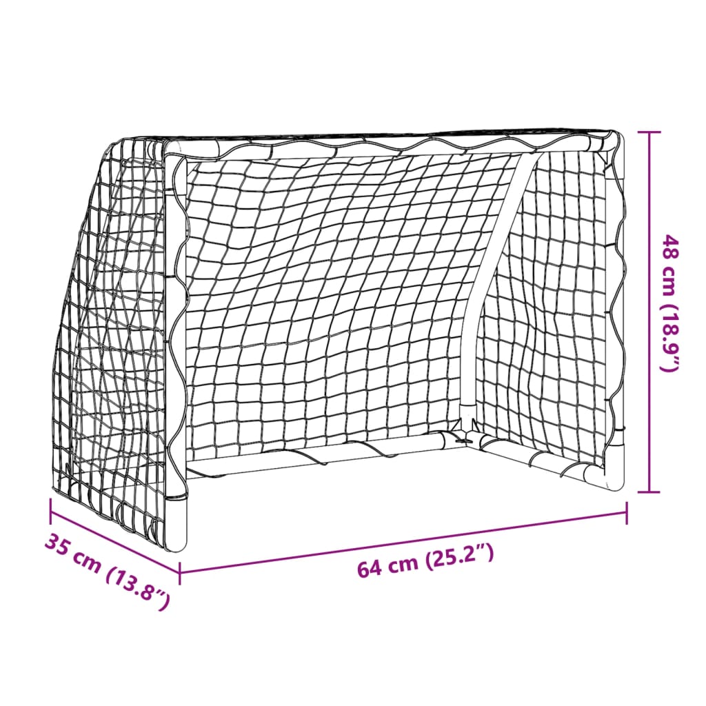 Buts de football pour enfants 2 pièces avec ballon blanc 64x35x48 cm en métal