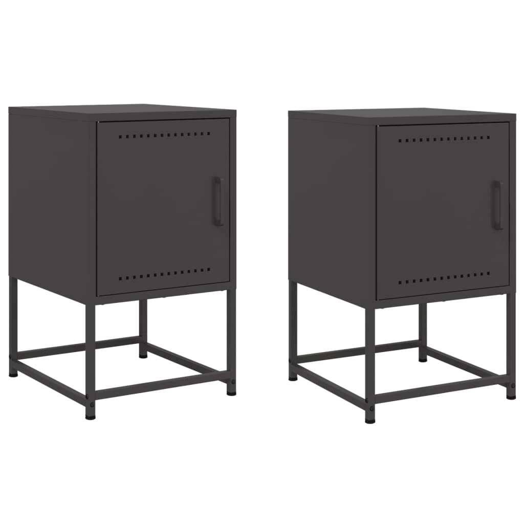 Tables de chevet 2 pcs. Noir 36x39x60,5 cm en acier