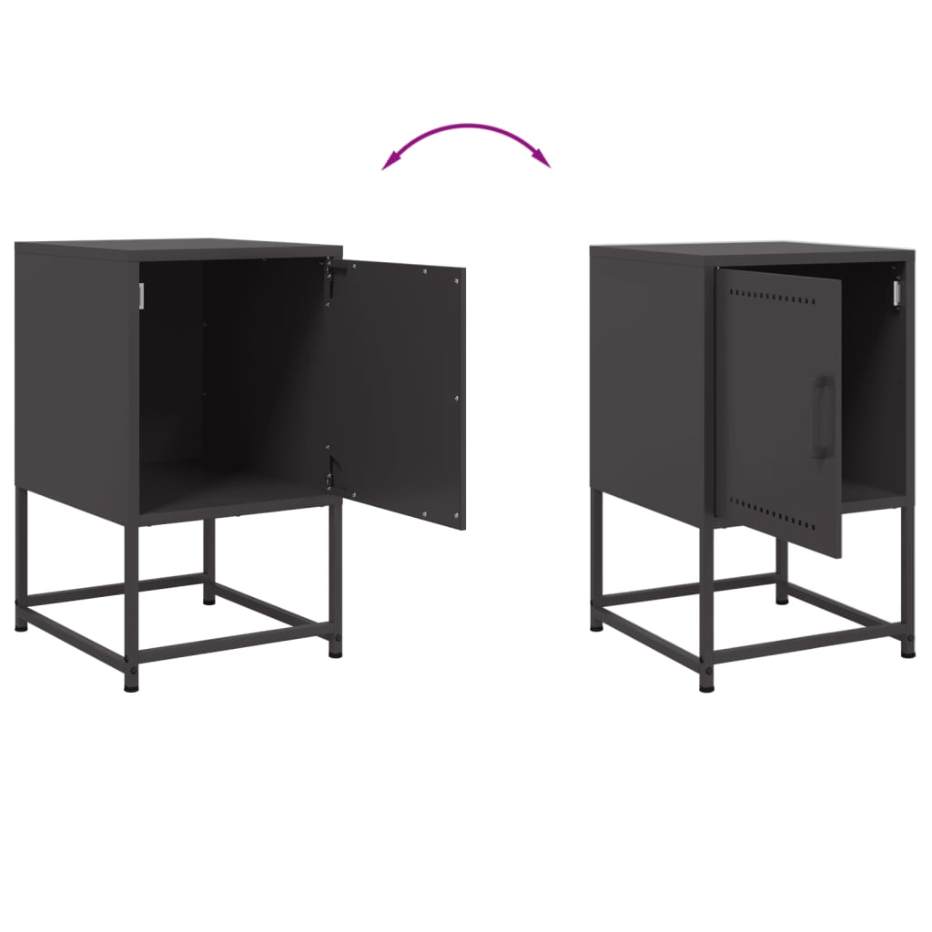 Tables de chevet 2 pcs. Noir 36x39x60,5 cm en acier
