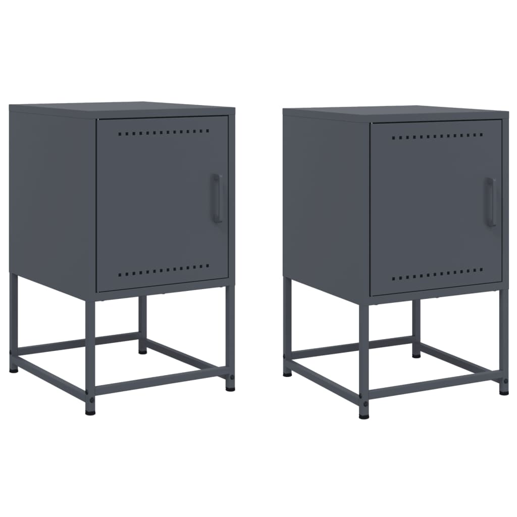 Bedside tables 2 pcs. Anthracite 36x39x60.5 cm steel