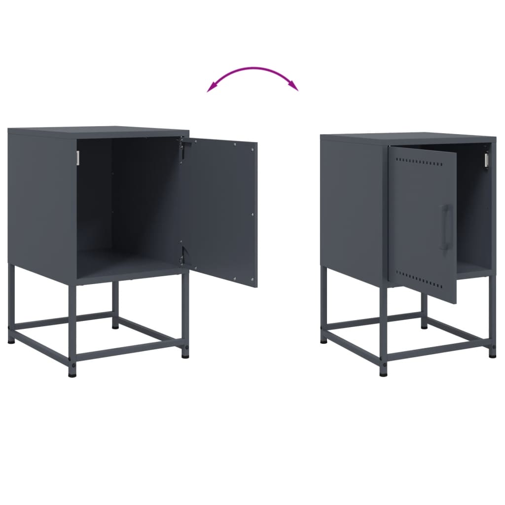 Bedside tables 2 pcs. Anthracite 36x39x60.5 cm steel