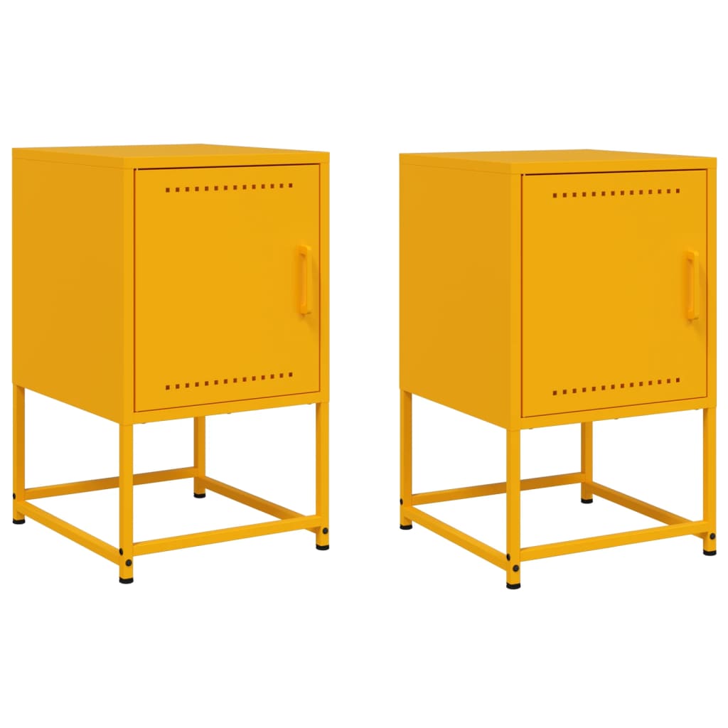 Tables de chevet 2 pcs. Jaune moutarde 36x39x60,5 cm en acier