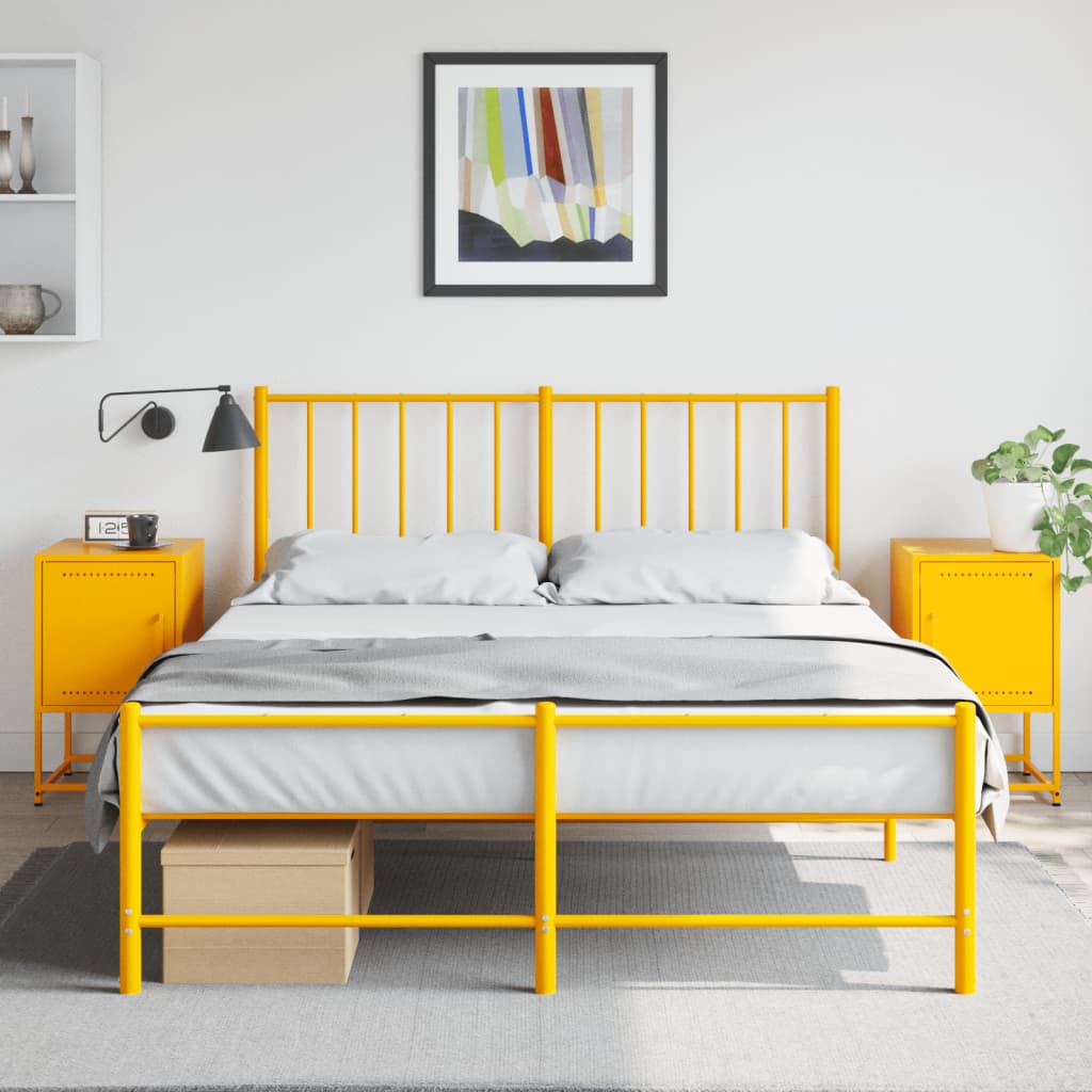 Tables de chevet 2 pcs. Jaune moutarde 36x39x60,5 cm en acier