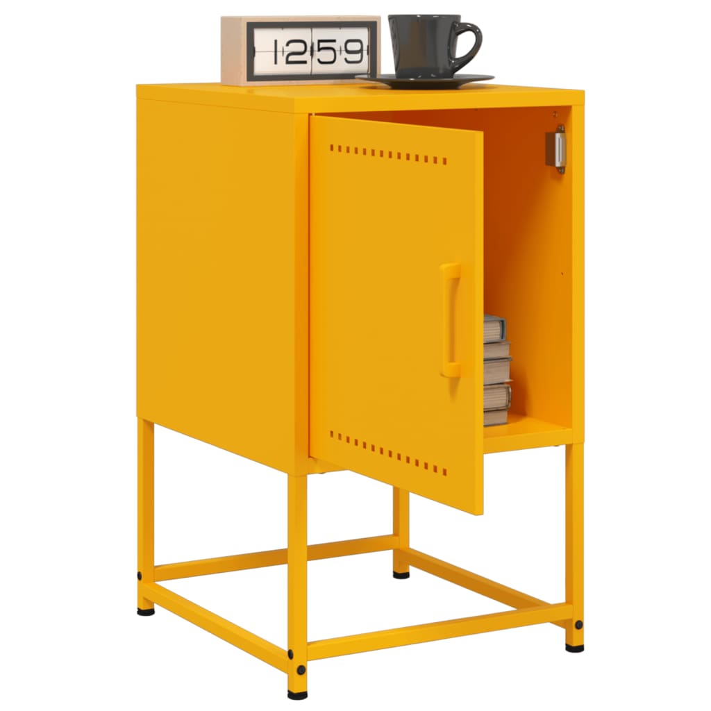 Tables de chevet 2 pcs. Jaune moutarde 36x39x60,5 cm en acier