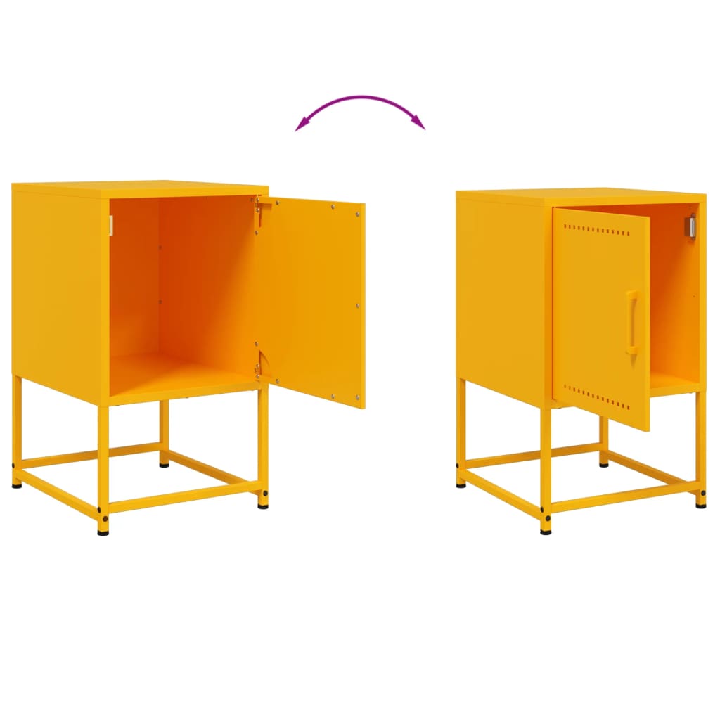 Tables de chevet 2 pcs. Jaune moutarde 36x39x60,5 cm en acier