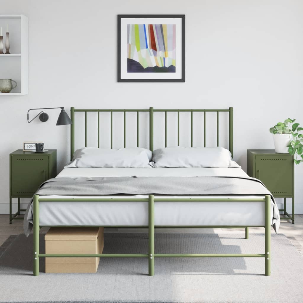 Bedside tables 2 pcs. Olive green 36x39x60.5 cm steel