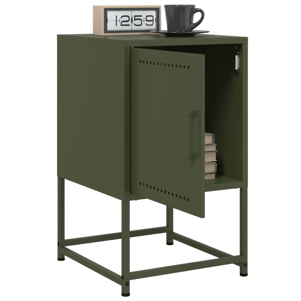 Bedside tables 2 pcs. Olive green 36x39x60.5 cm steel