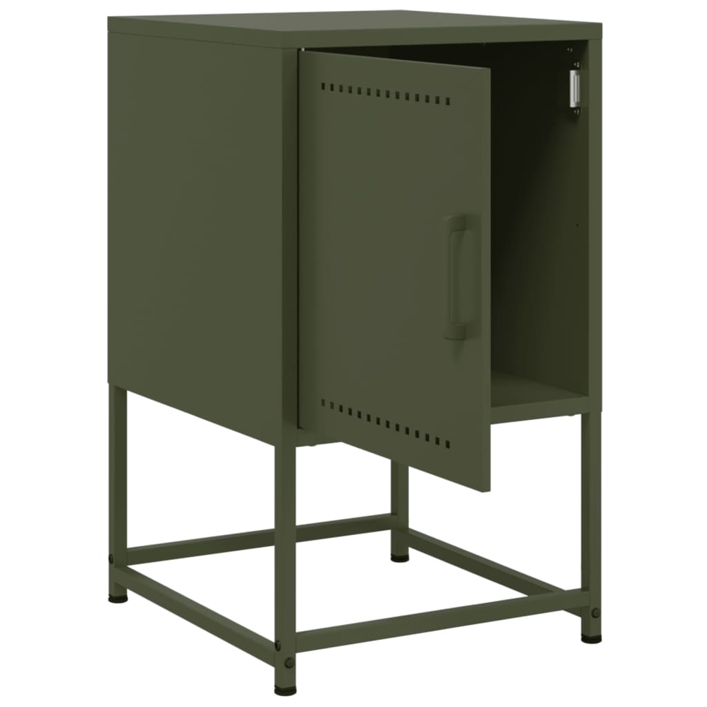 Bedside tables 2 pcs. Olive green 36x39x60.5 cm steel
