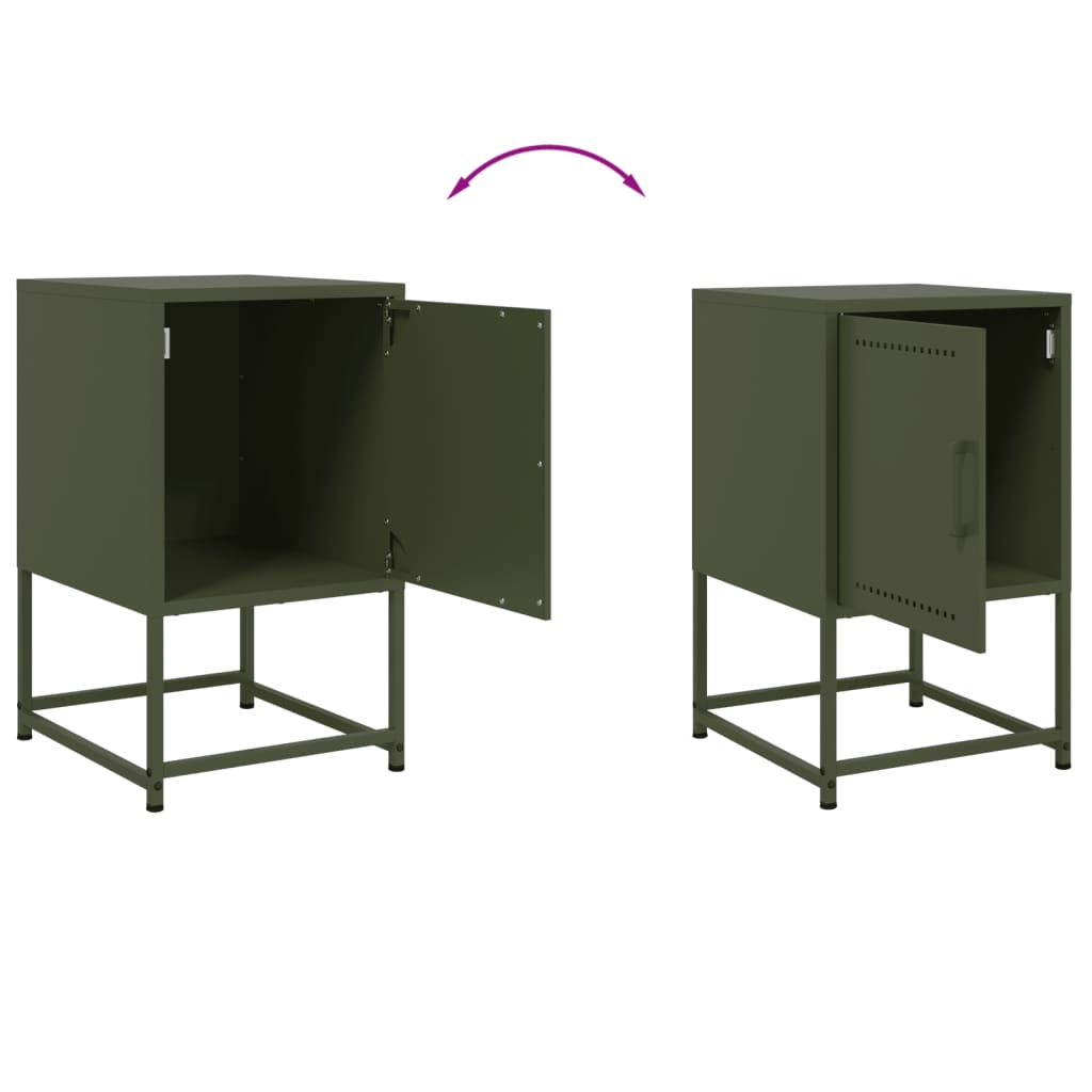 Bedside tables 2 pcs. Olive green 36x39x60.5 cm steel