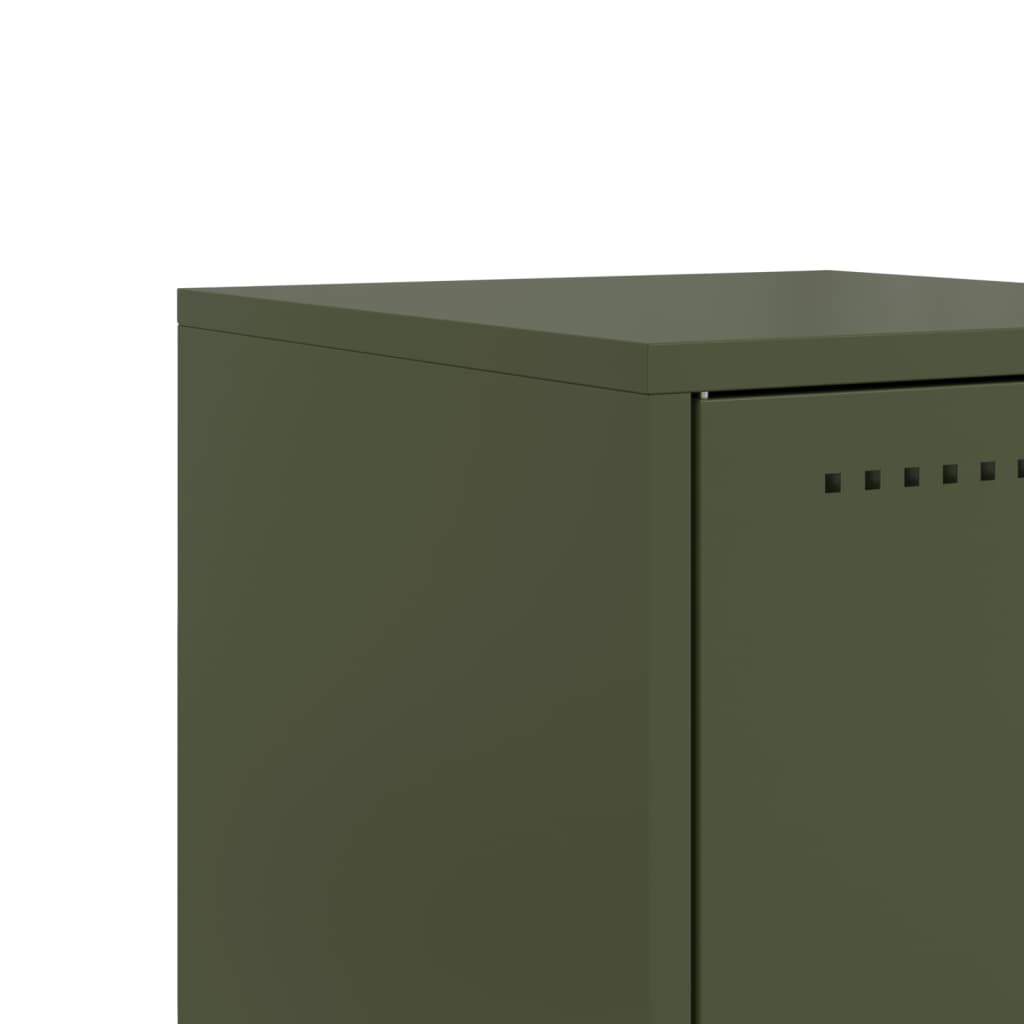 Bedside tables 2 pcs. Olive green 36x39x60.5 cm steel