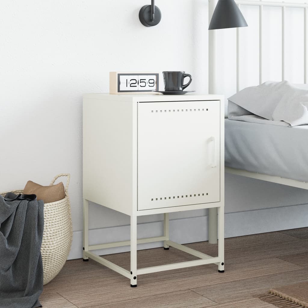 Bedside Table White 36x39x60.5 cm Steel