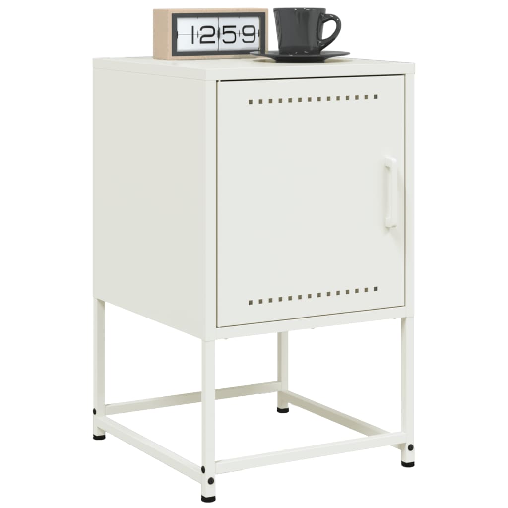 Bedside Table White 36x39x60.5 cm Steel