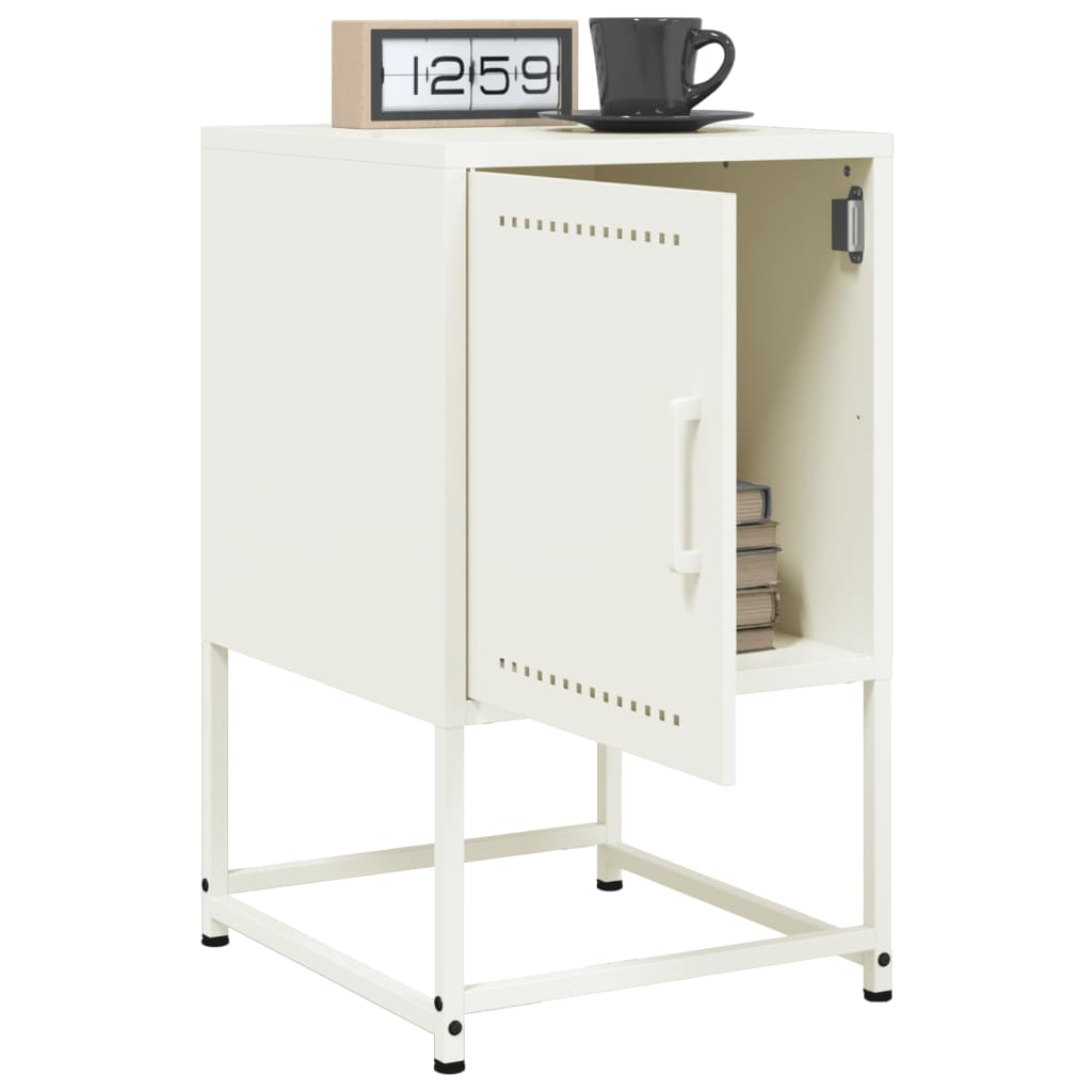 Bedside Table White 36x39x60.5 cm Steel