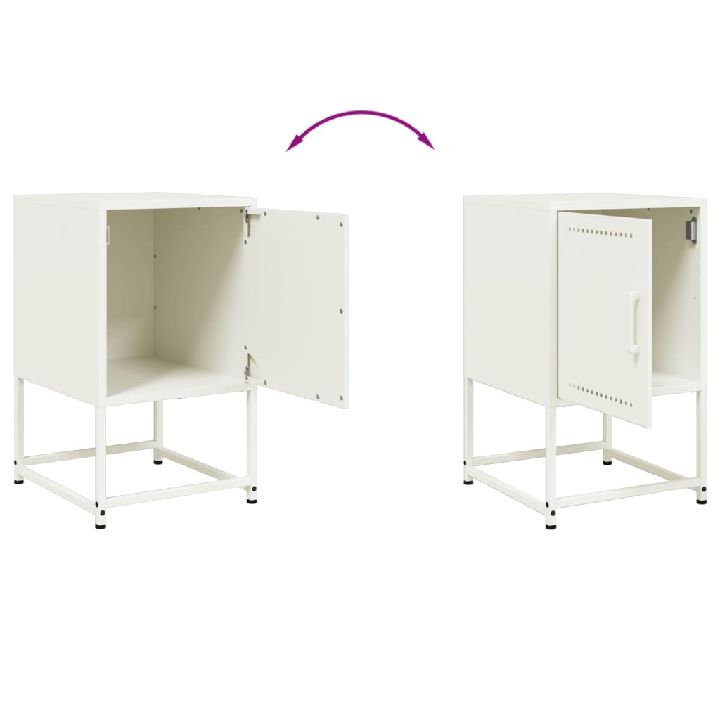 Bedside Table White 36x39x60.5 cm Steel