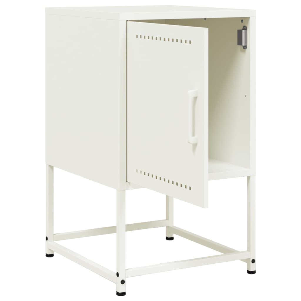 Bedside Table White 36x39x60.5 cm Steel