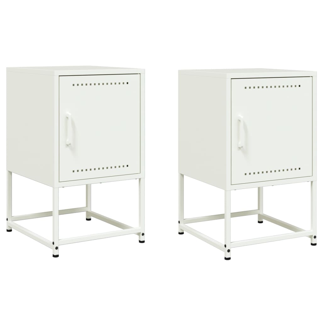 Tables de chevet 2 pcs. Blanc 36x39x60,5 cm en acier