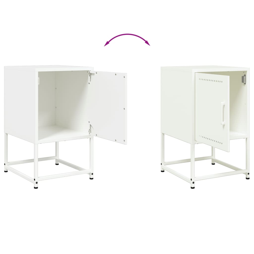 Tables de chevet 2 pcs. Blanc 36x39x60,5 cm en acier