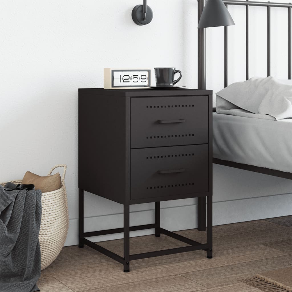 Bedside Table Black 36x39x60.5 cm Steel